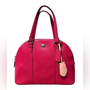 Coach Peyton Cora Domed Magenta Saffiano Leather Satchel